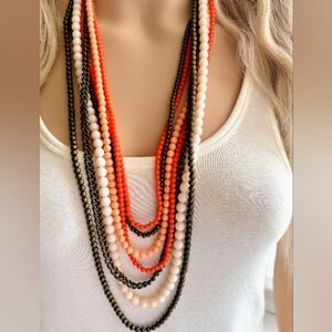 Premier Statement Multicolor Beaded Necklace 7 Stands 17" Long EUC
